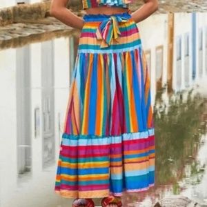 NWT FARM Rio Striped Scarf Maxi Skirt, sz S